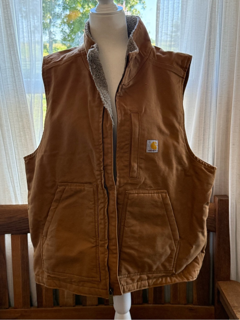 Carhartt Tan Sherpa-Lined Duck Vest